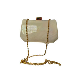 Vintage Y&S Original Hard Shell Shaped Iridescent Cream Evening Purse